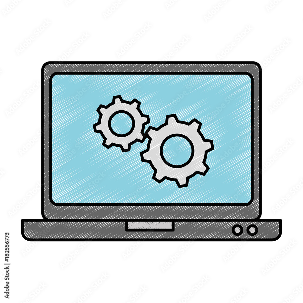 laptop computer with gears vector illustration design laptop computer with gears vector illustration design