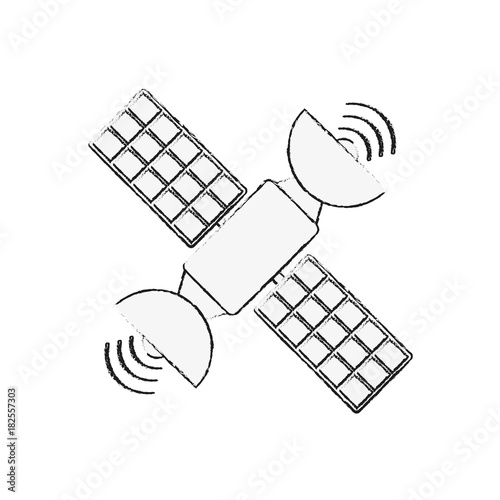 Space satellite technology icon vector illustration graphic design