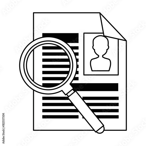 curriculum vitae with magnifying glass vector illustration design
