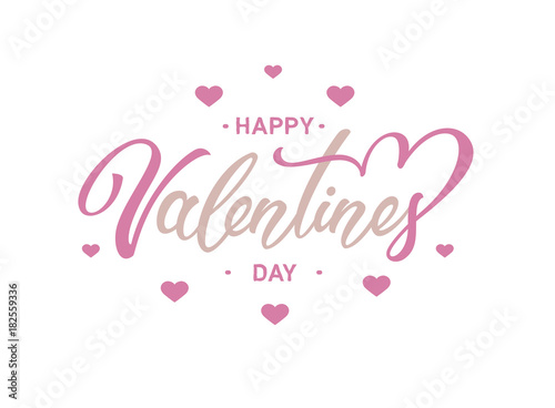 Valentines day brush hand lettering, isolated on white background. Calligraphy vector illustration.