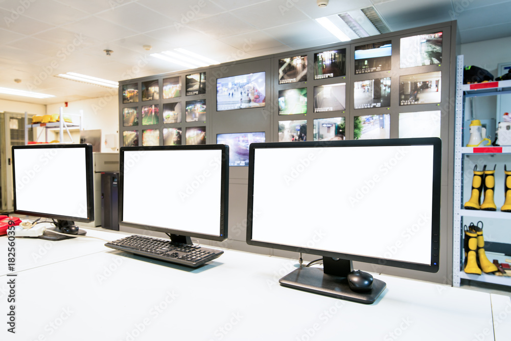 Modern plant control room and computer monitors Modern plant control room and computer monitors