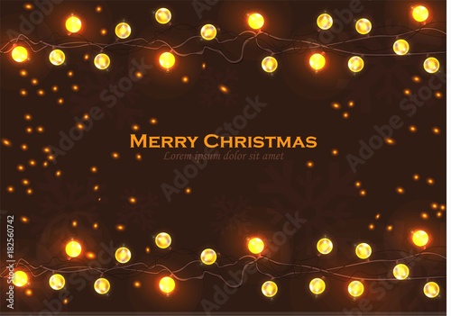 Merry Christmas sparkling lights Vector realistic illustration. Happy Holiday...