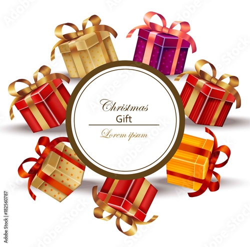 Christmas Realistic gift card isolated on white Vector detailed illustrations