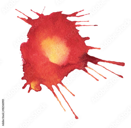 Blood splatter painted vector isolated on white for halloween design. Red dripping blood drop watercolor © samuii