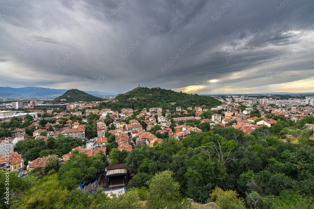 Plovdiv cityscape from Sahat Tepe, Bulgaria