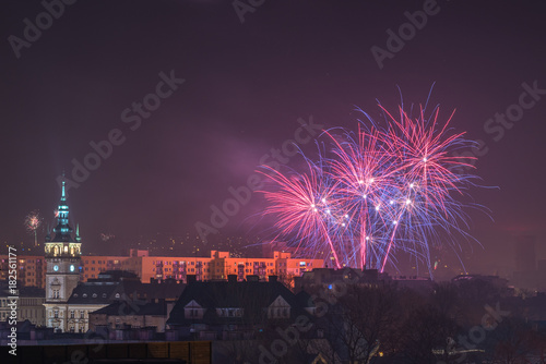 New Year’s Eve Fireworks in Bielsko-Biala, Poland