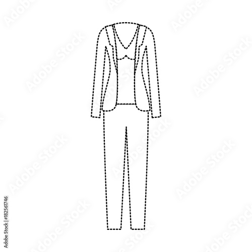 female clothes with pant and blouse and waistcoat in black dotted silhouette vector illustration