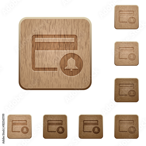Credit card transaction alerts wooden buttons