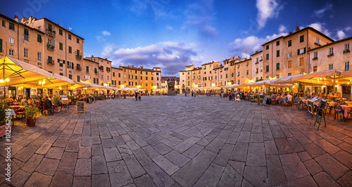 Famous Piazza Anfiteatro in Lucca, Italy photo