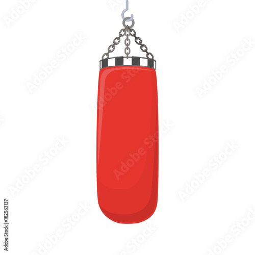 Punching bag, cartoon illustration of gym equipment for home exercise. Vector