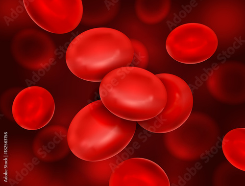Vector realistic blood cells flow - macro medical illustration