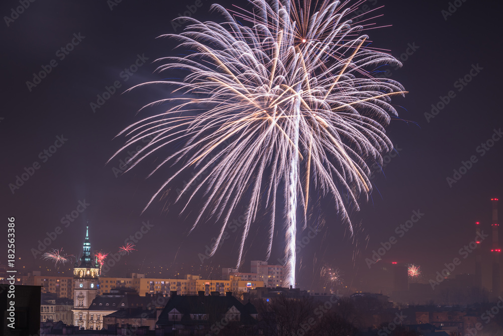 New Year’s Eve Fireworks in Bielsko-Biala, Poland