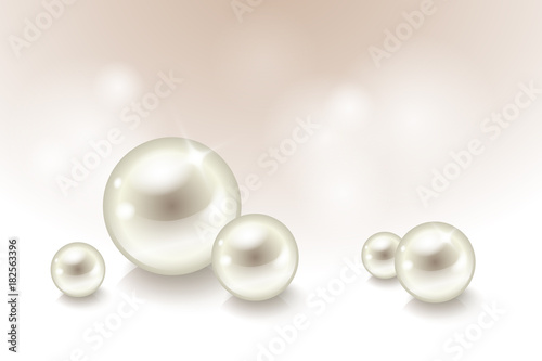 Vector realistic glossy beautiful pearls on soft background