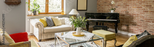 classic living room with piano photo