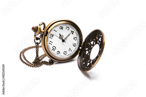 Vintage pocket watch isolated on white background