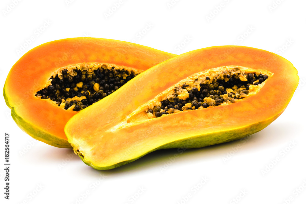 papaya fruit isolated on white background. set for fruit salad, product or package design element papaya fruit isolated on white background. set for fruit salad, product or package design element