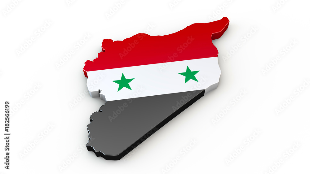 Naklejka premium Syrien - 3D Karte mit Umriss, Kontur