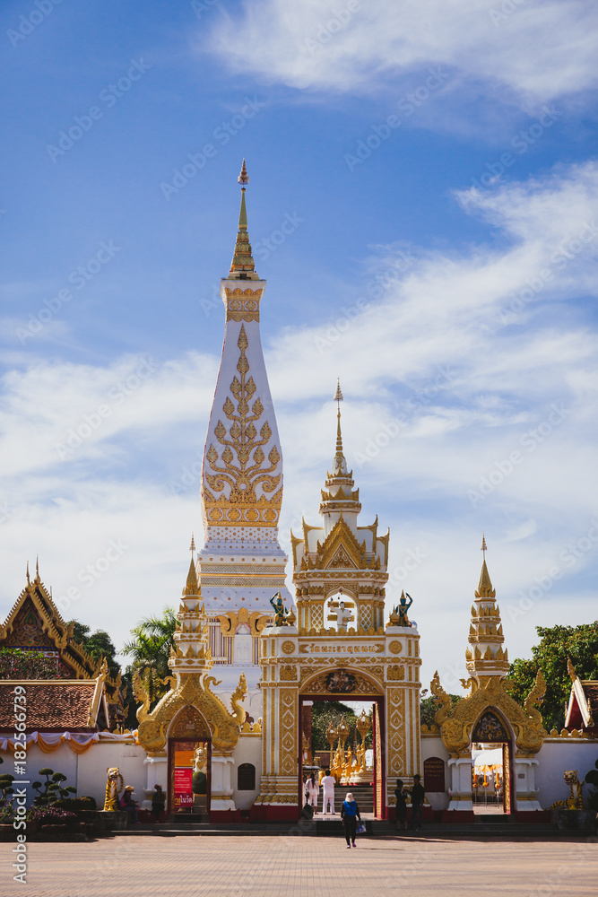Phra That Phanom Temple with Phra That Phanom pagoda in Nakhon Phanom province, Thailand.