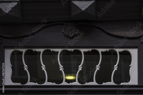 Upper side of a shop window, Quedlinburg, Saxony-Anhalt, Germany..