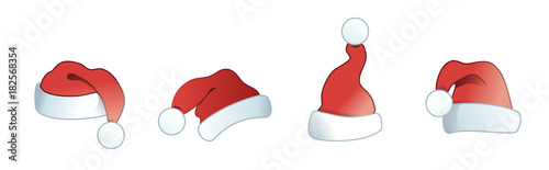 Weihnachtsmannmütze - Nikolaus Mütze - Banner mit 4 verschiedenen Weihnachtsmützen