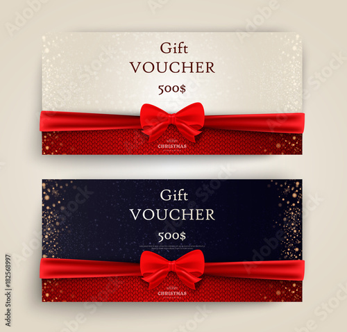 Christmas and New Year Gift Voucher, Discount Coupon Template Vector Illustration EPS10