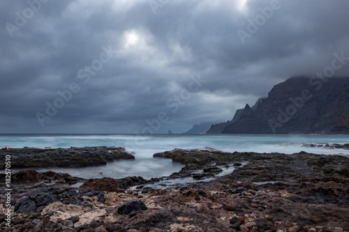 Cliffs and Coastline of Tenerife in stormy Weather, Spain, Europe photo