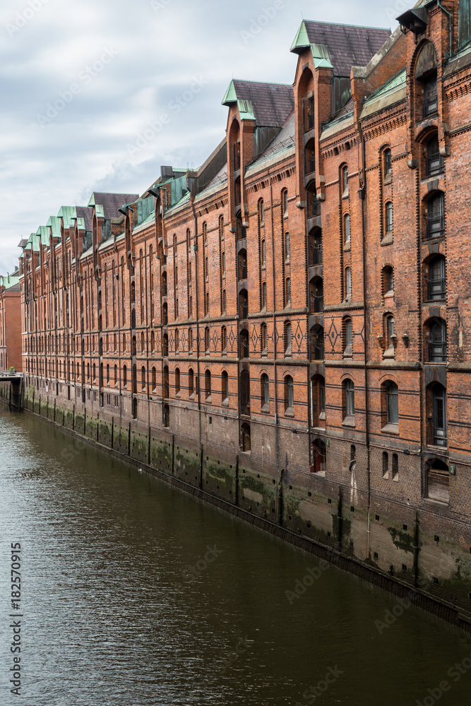 Warehouses of historic Speicherstadt in Hamburg, Germany, Europe