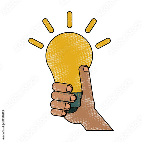 hand holding lightbulb idea concept icon image vector illustration design