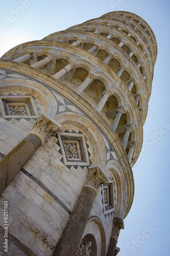 The leaning tower of Pisa at an unusual perspective photo