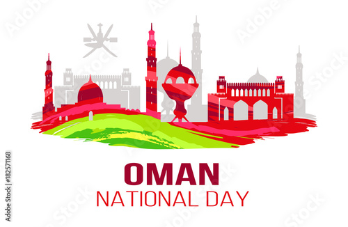 Oman National Day Symbol Vector Illustration Card