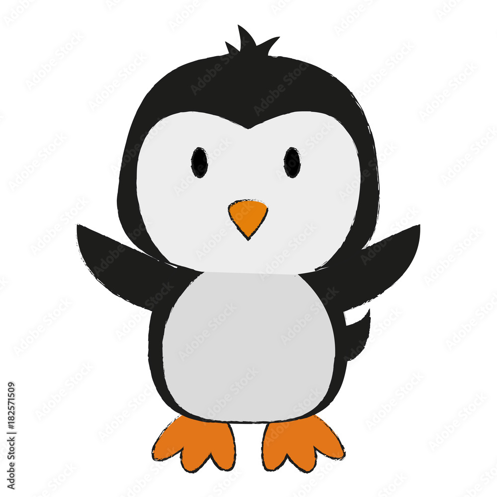 Fototapeta premium penguin with open wings cute animal cartoon icon image vector illustration design