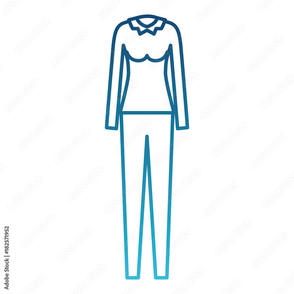 female clothes with pant and blouse long sleeve in degraded blue silhouette vector illustration female clothes with pant and blouse long sleeve in degraded blue silhouette vector illustration