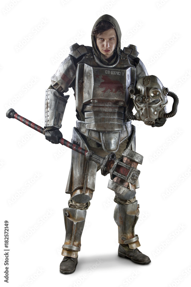 Futuristic soldier in steel armor with the cyber punk hummer. Futuristic soldier in steel armor with the cyber punk hummer.