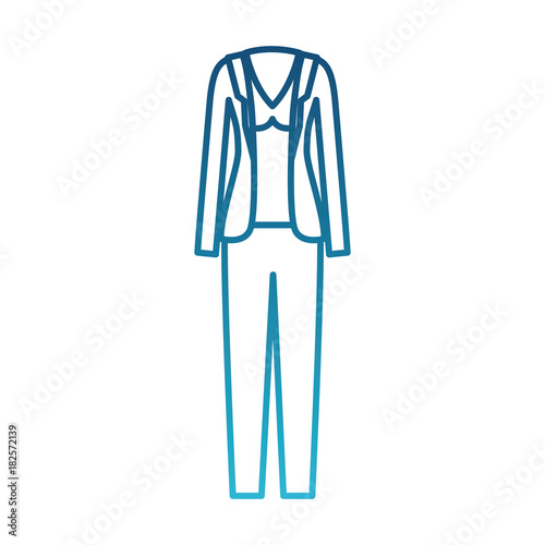 female clothes with pant and blouse and waistcoat in degraded blue silhouette vector illustration