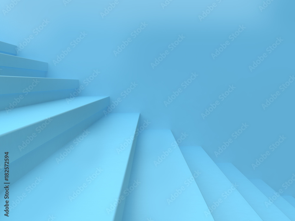 blue abstract scene wall staircase-step minimal background 3d rendering - obrazy, fototapety, plakaty 