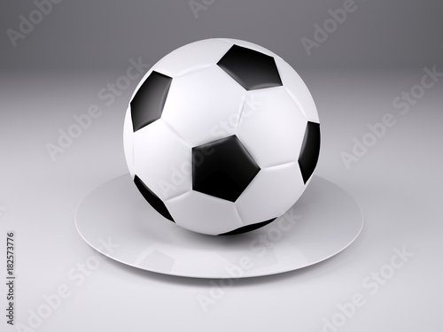 Soccer ball on a plate