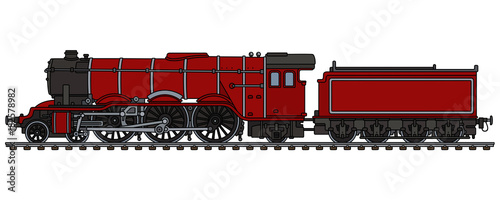 Classic red steam locomotive