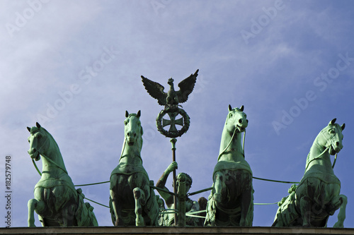 Brandenburg gate horses close up photo