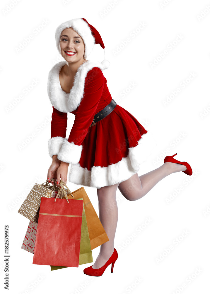 Santa claus woman on white background Santa claus woman on white background