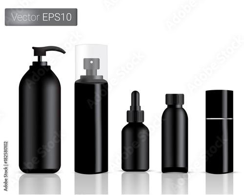 Black Bottles Set Background Illustration.