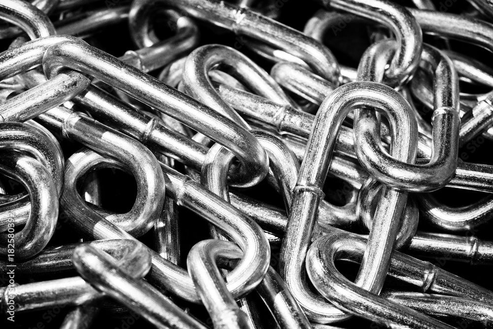 Close up from Steel chain in black and white Close up from Steel chain in black and white