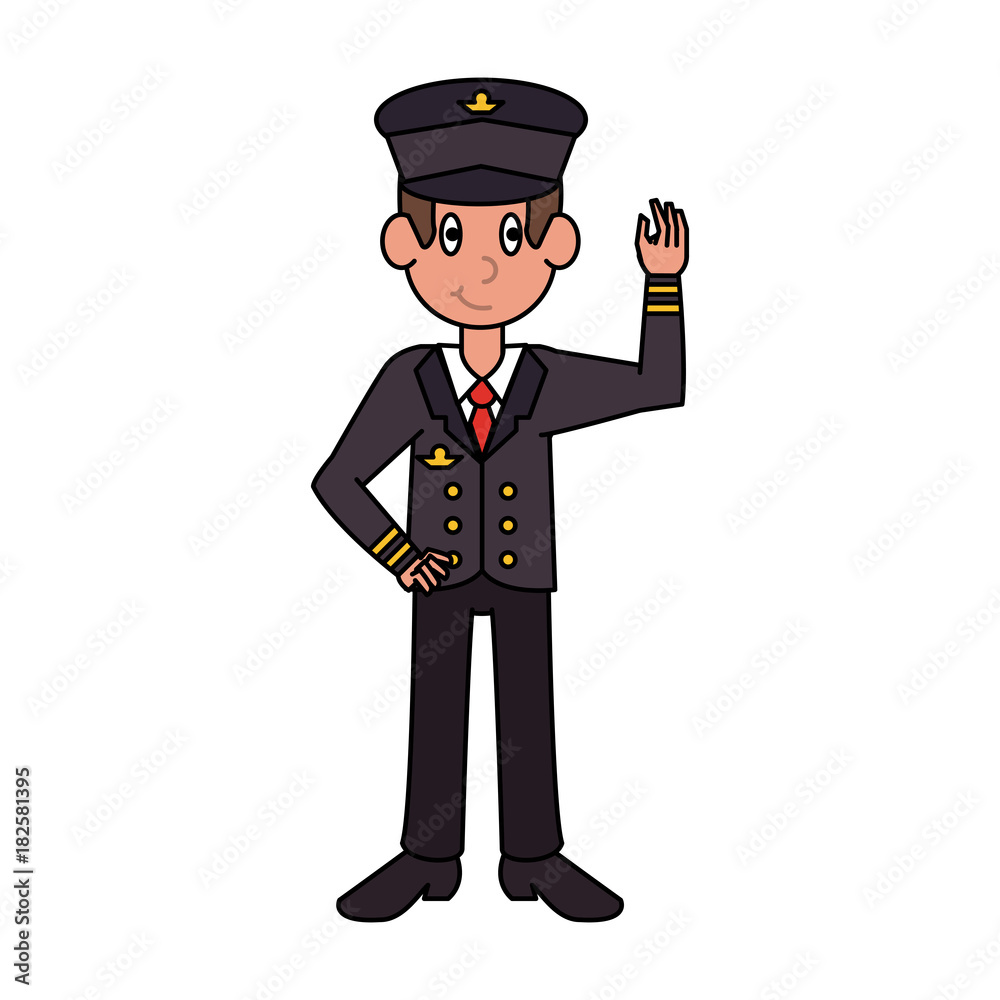 Commercial pilot avatar cartoon icon vector illustration graphic design
