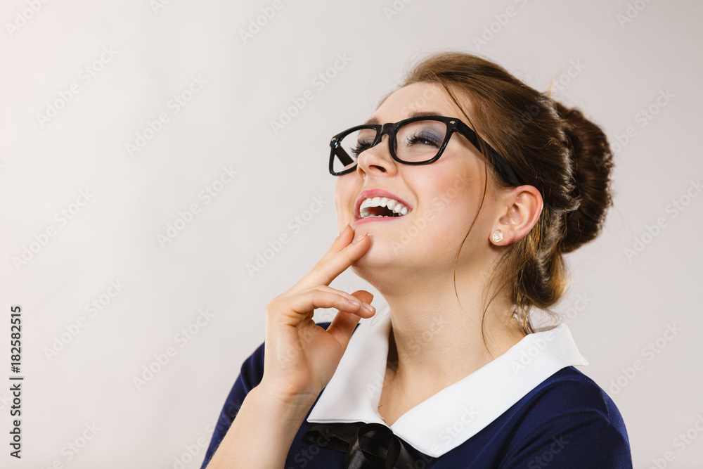 Happy positive business woman, accountant Happy positive business woman, accountant
