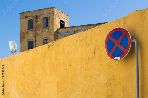 No stopping traffic sign. Faro, Portugal