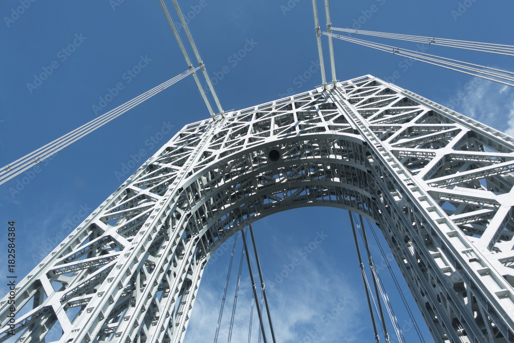 Fototapeta premium George Washington Bridge tower viewed from road