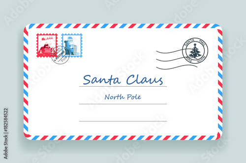 Santa Claus Christmas Mailing Address Letter Post Vector Illustration