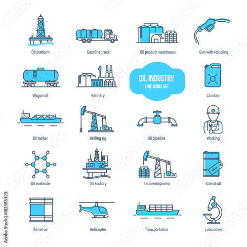 Oil industry, gas station, transportation, buildings, warehouse, development, modern laboratory.