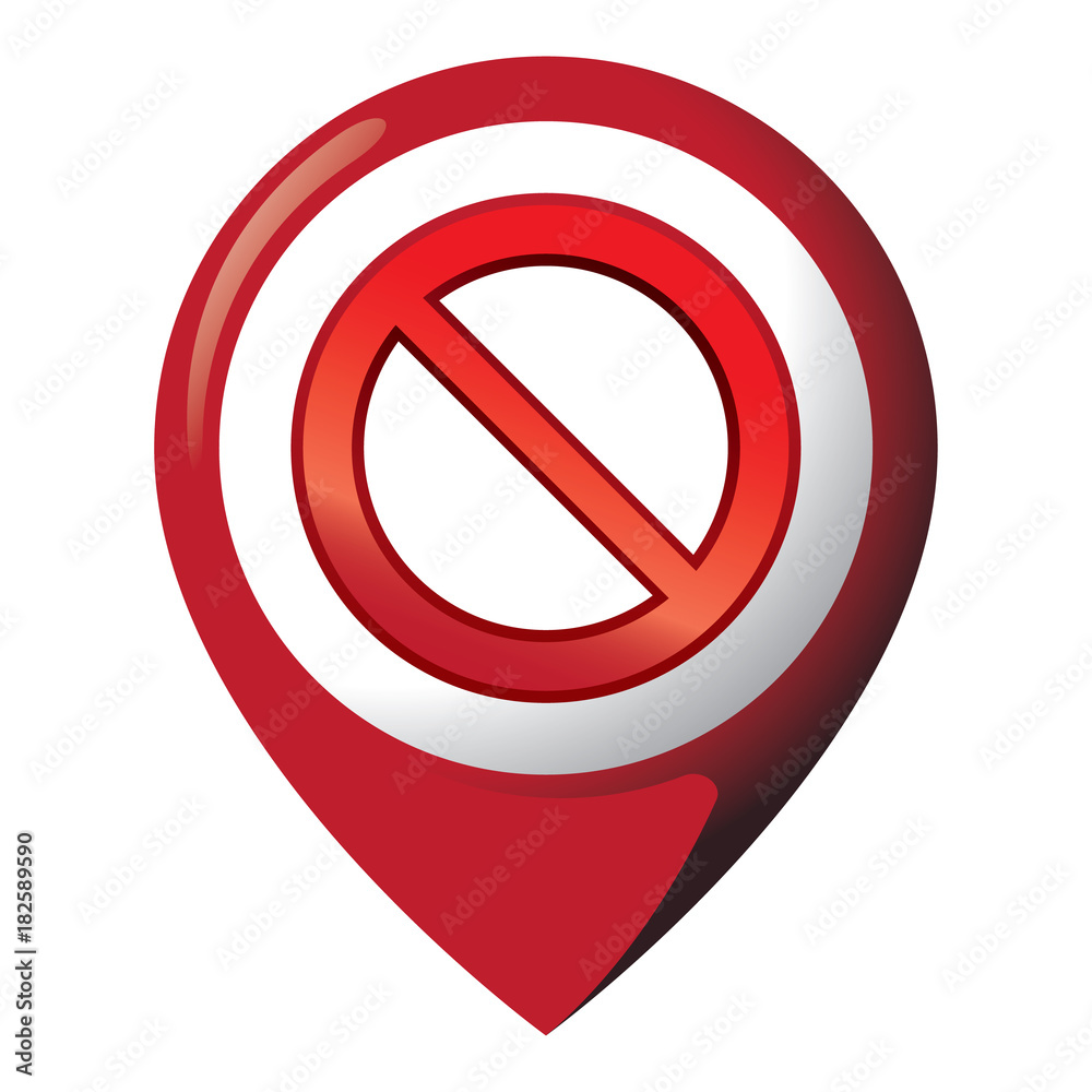 Icon representing location with forbidden sign. Ideal for catalogs of institutional materials Icon representing location with forbidden sign. Ideal for catalogs of institutional materials