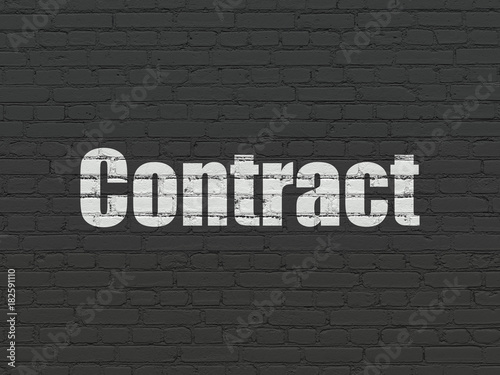 Finance concept: Painted white text Contract on Black Brick wall background
