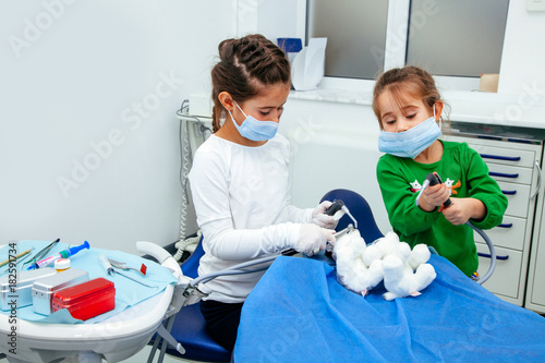 Treatment office children dentist teeth small girl teen red doctor new year discount woman clean clinic quietly comfortably